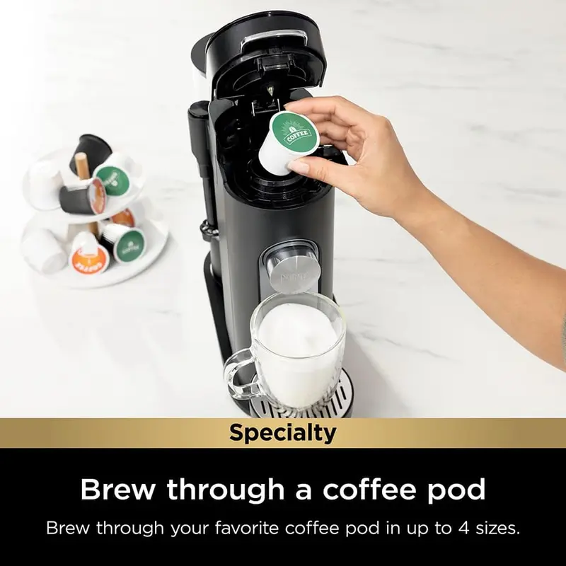 2-in-1 Pods & Grounds Coffee Maker with Built-In Frother