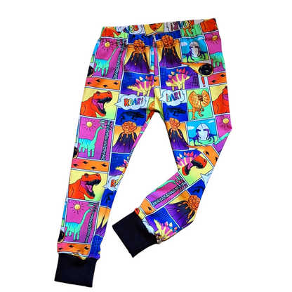 Comic Book Dinosaur Cuffed Leggings
